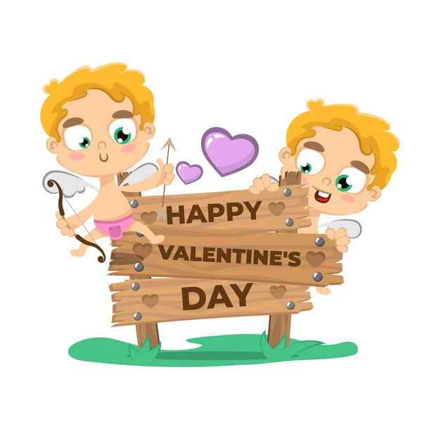 Sfondo San Valentino con Cupido — Vettoriale Stock